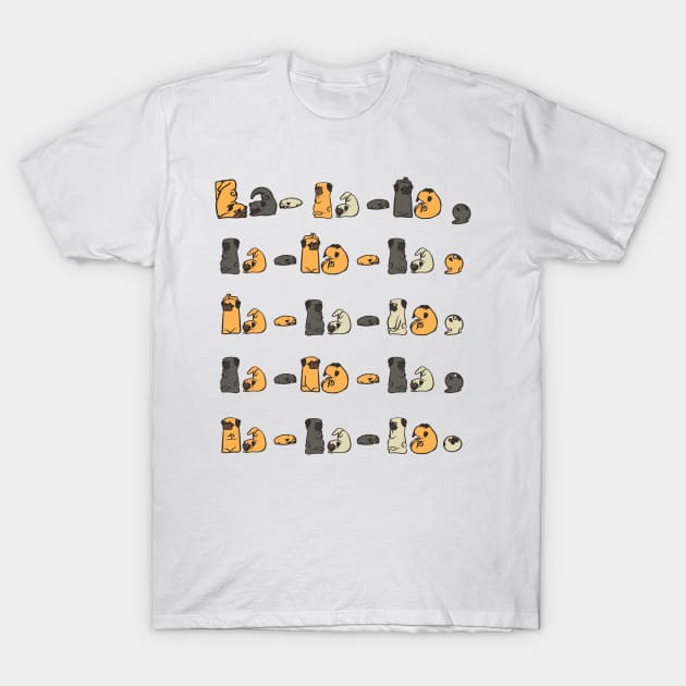 La La La Pug Yoga T-Shirt by huebucket